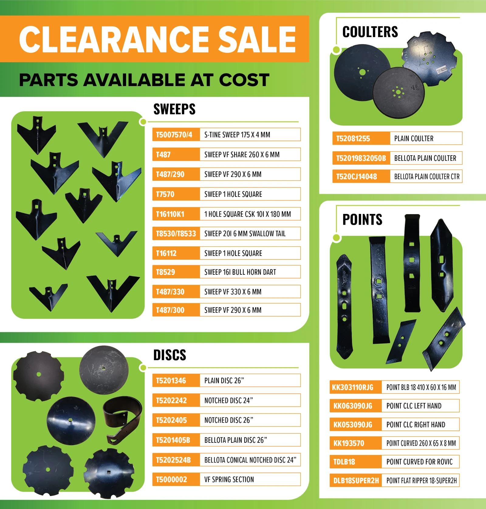 ground engaging parts clearance sale